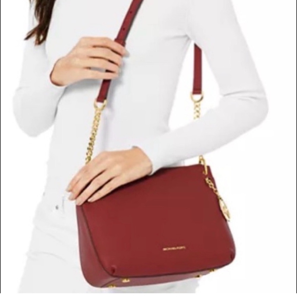 Michael Kors Wine Leather Crossbody with Gold Hardware